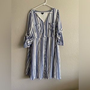 Torrid blue and white stripe shirt dress